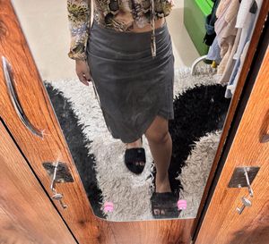 Grey Asymmetrical Midi Skirt
