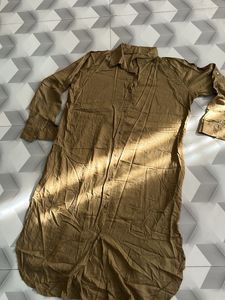 Olive Green Casual Shirt Dress