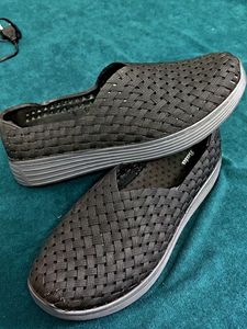 Black Woven Slip-On Shoes