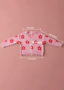 PINK RED FLOWER DISTRESSED V-NECK KNIT SWEATER