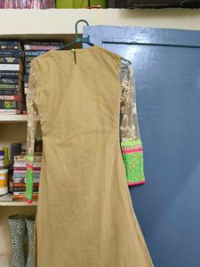 Embroidered Kurta embellished with fake  pearls