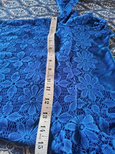 Chic Blue Lace Long Sleeve Top