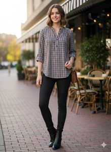 Plaid Button-Up Long Sleeve Shirt