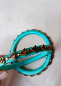 Stylish Teal Bangles with Embellishments