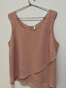 Chic Pink Dotted Sleeveless Top