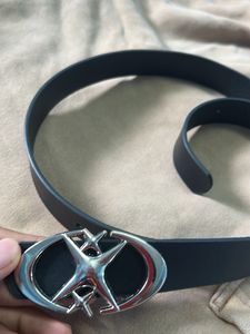 Stylish Black Belt with Silver Buckle