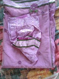 beautiful geograte and netted mix saree