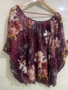 Bohemian Floral Print Batwing Sleeve Top