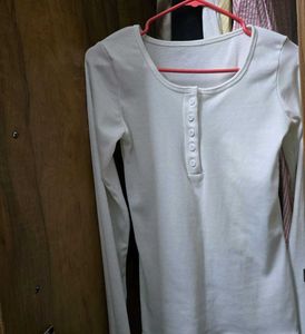 Ribbed Henley Long Sleeve Top