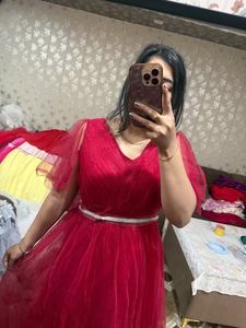 Elegant Red Tulle Evening Gown❤️🎀🦋