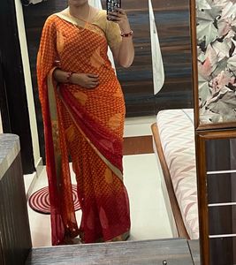 Elegant Red & Orange Saree