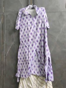 Purple Ikat Print Kurta and Pants Set