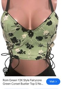 Green Fairycore Corset Bustier Top