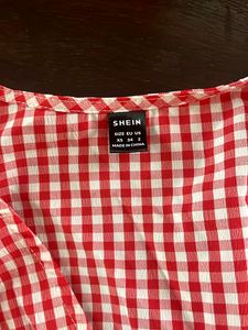 Red Gingham Tie Front Top