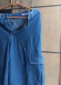 Women's Blue heavy Denim Cargo Pants