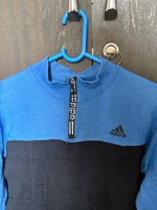 Adidas Blue &amp; Black Zip Neck Sweatshirt