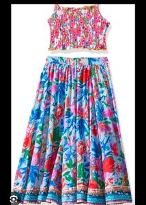 BIBA Girls Floral Print Lehenga Set