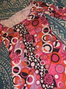 Groovy 60s Retro Print Bell Sleeve Dress