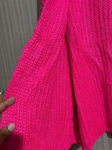 Vibrant Pink Knit Cardigan