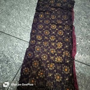 Embroidered Purple &amp; Pink Saree buy 1 get