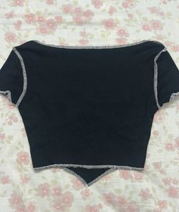 SHEIN - Black Ribbed Corset Top