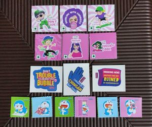 Collection of 15 fmcg freebies stickers