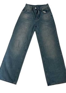Vintage Blue washed high waist Straight Leg Jeans