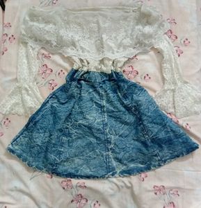 ✨ Vintage Lace &amp; Denim Dress for Sale 💙🤍