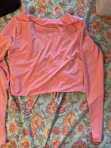 Pink Ruched Long Sleeve Top