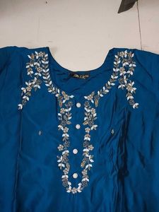 New Teal Kurta Set with digital Dupatta - XXL
