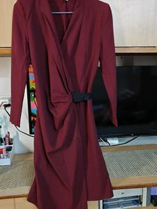 Chic Burgundy Drape Front Longline Blazer