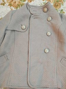 Stylish silver Buttoned Jacket with free plazo