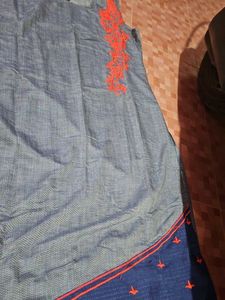 Stylish Blue Kurta with Red Embroidery