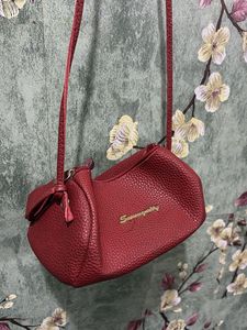 Chic Red Textured Shoulder Bag