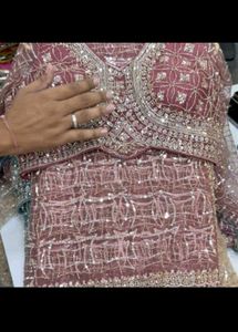 Embroidered Readymade Net Saree