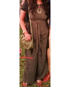 Vertical Stripped Jumpsuit- Dark Grey/Black