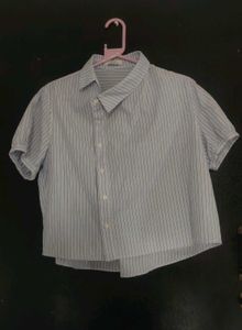 asymmetrical striped button-up shirt