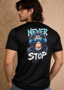 Black Sports Dry Fit Graphic Tee for Men