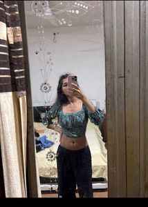 Bohemian Print Long Sleeve Crop Top