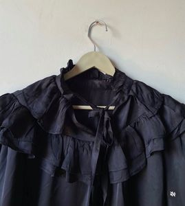 Elegant Ruffled Black Blouse