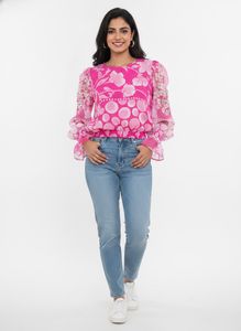 Pink Floral full Puff Sleeve Top