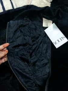 Black Furry Bomber Jacket