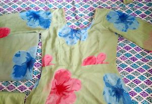 Light Green Floral Kurta Set