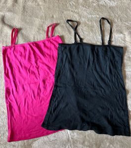 2x Camisole Tops - Pink & Black