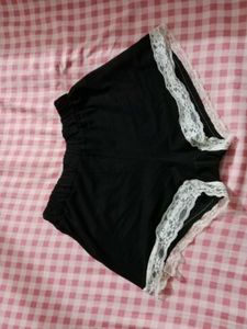 sexy black shorts with white lace