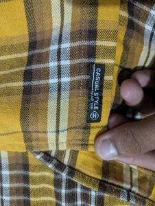 Men's Yellow Plaid Long Sleeve Shirt