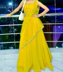 Beautiful Party Wear Yellow Lehnga