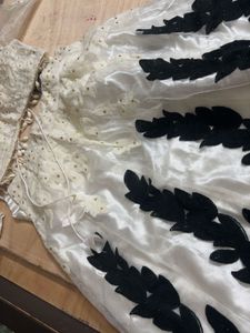 Elegant White And Black Lehenga