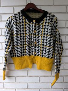 Winter Houndstooth Knit Cardigan & trouser