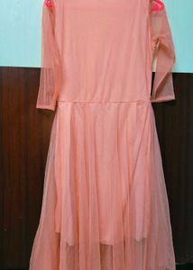 Peach Net Maxi Dress